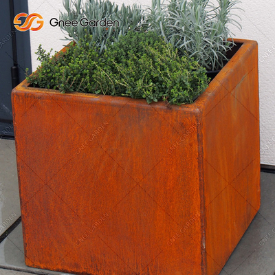 الصدأ المعدني المعلق على الحائط الغراس Corten Steel Flower Box