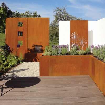 SGS TUV 0.8mm -2.0mm مسبقة الصنع Corten Steel Planters Square Cube