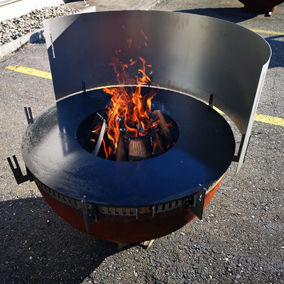 OEM ODM الطبخ في الهواء الطلق الشوايات Corten Steel Ring Bbq Fire Pit with Log Store