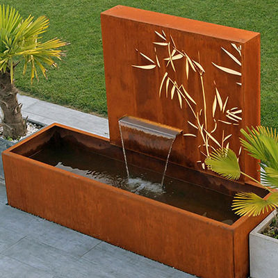 1500x1000x600mm نافورة مياه ريفي كورتين ستيل مع لوحة شاشة مقطوعة بالليزر