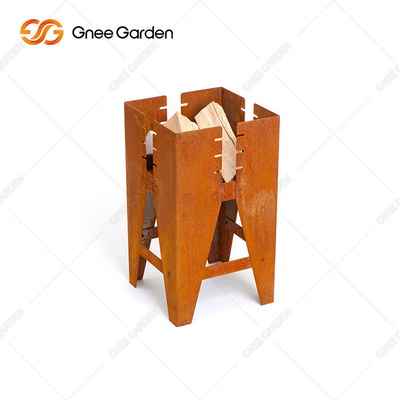 Corten Steel Square Outdoor Bbq Grill Table حديقة الموقد الخشبي حفرة النار