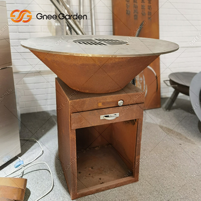 Family Friends BBQ Steel Outdoor Rust Corten Steel Grill Brasero شواية باربيكيو