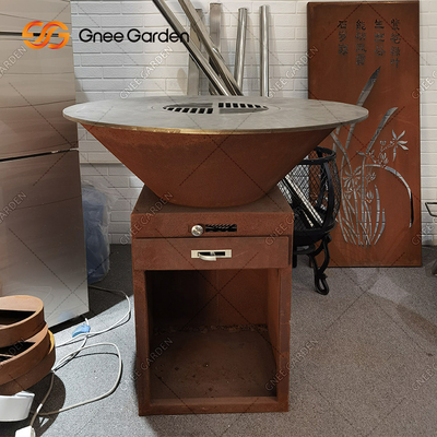 صدأ الحديقة Corten Steel في الهواء الطلق شوايات الطبخ حفرة النار خدمات تعبئة الشواء للشواء