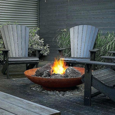 التجوية كورتن الصلب عمود الباحة المعدنية حفرة النار الكربون الصلب نصف الكرة المجال Firepit