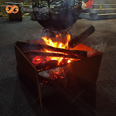 حرق الخشب Corten Steel Metal Garden Fire Pit &amp; BBQ