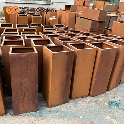 2.0-10mm صناديق الغراس المعدنية الصدئة حديقة الديكور Corten الصلب الأواني النباتية