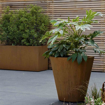 2.0-10mm صناديق الغراس المعدنية الصدئة حديقة الديكور Corten الصلب الأواني النباتية