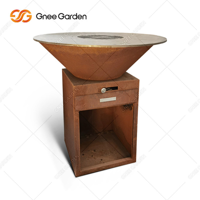 حرق الخشب Corten Steel Bbq مشاوي لحفلة شواء براسيرو الصدأ في الهواء الطلق