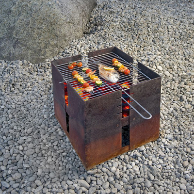 صديقة للبيئة الطبخ في الهواء الطلق مشاوي الصدأ Corten Steel Bbq Grill دليل على الطقس