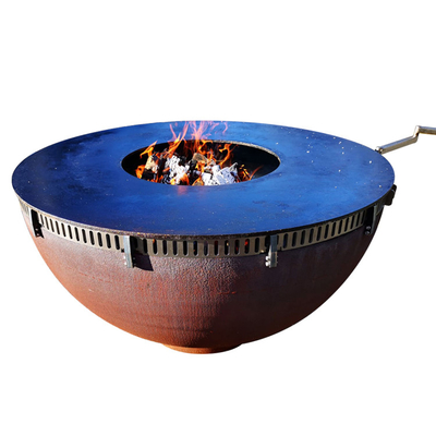 OEM ODM الطبخ في الهواء الطلق الشوايات Corten Steel Ring Bbq Fire Pit with Log Store