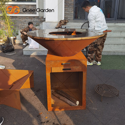 قبل التجوية كورتين الصلب Firepits الفحم الشواء حفرة تخصيص الحجم