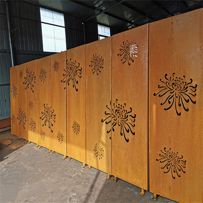 ديكور الشرفة Corten Steel Laser Cut Panels شاشات الخصوصية المعدنية مسبقة الصدأ