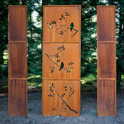 شاشات زخرفية من الفولاذ المقاوم للصدأ من Corten في الهواء الطلق ، لوحات مقسمة مسبقة الصدأ