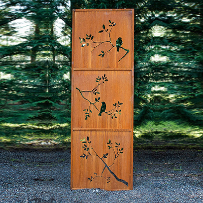 شاشات زخرفية من الفولاذ المقاوم للصدأ من Corten في الهواء الطلق ، لوحات مقسمة مسبقة الصدأ