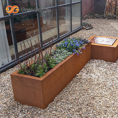 1200 * 500 * 600mm Corten Steel الخضار صناديق الغراس المعدنية الصدئة