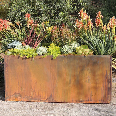 صناديق غراس الحدائق المعدنية التخصيص من Corten Steel Trough Planter 1200mm