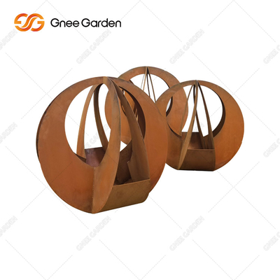شكل مخصص الليزر قطع هندسية أواني الزهور الصلب كورتن 90 * 25 * 25 سم