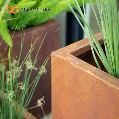 90 * 25 * 25 سم صندوق الغراس المعدني المستطيل الهندسي كورتن ستيل