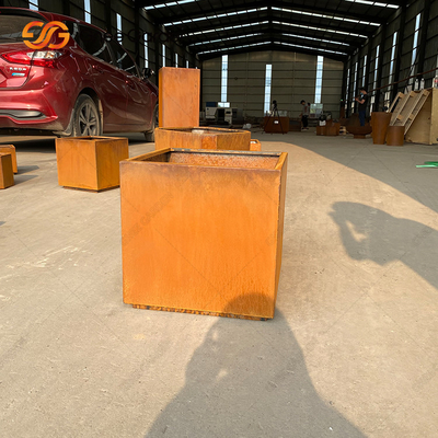 Corten Steel Metal Garden Planters صندوق ألوان الصدأ الخارجي