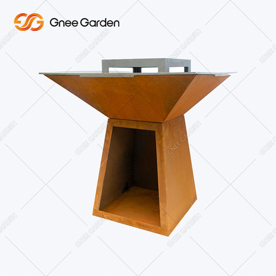 قم بتخصيص Corten Steel Cooktop Grill Fire Pit للشواء في الهواء الطلق