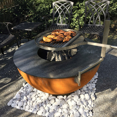 التخييم في الهواء الطلق الطبخ Corten Steel Bbq Grill الزخرفية النار حفرة الشواية