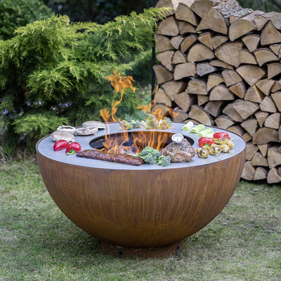 التخييم في الهواء الطلق الطبخ Corten Steel Bbq Grill الزخرفية النار حفرة الشواية