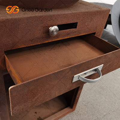 Family Friends BBQ Steel Outdoor Rust Corten Steel Grill Brasero شواية باربيكيو