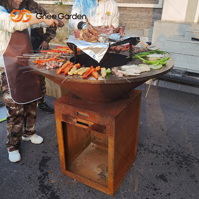 في الهواء الطلق Corten Steel Garden Fire Pit BBQ لوحة طهي شوايات الطبخ في الهواء الطلق