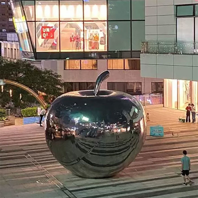 Gnee Garden 3.5m أعمال فنية من الفولاذ المقاوم للصدأ على شكل أبل لتزيين بلازا