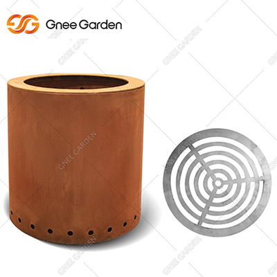 Corten Steel Fire Pit في الهواء الطلق Corten Steel Fire Pit Rusty Wood Burning